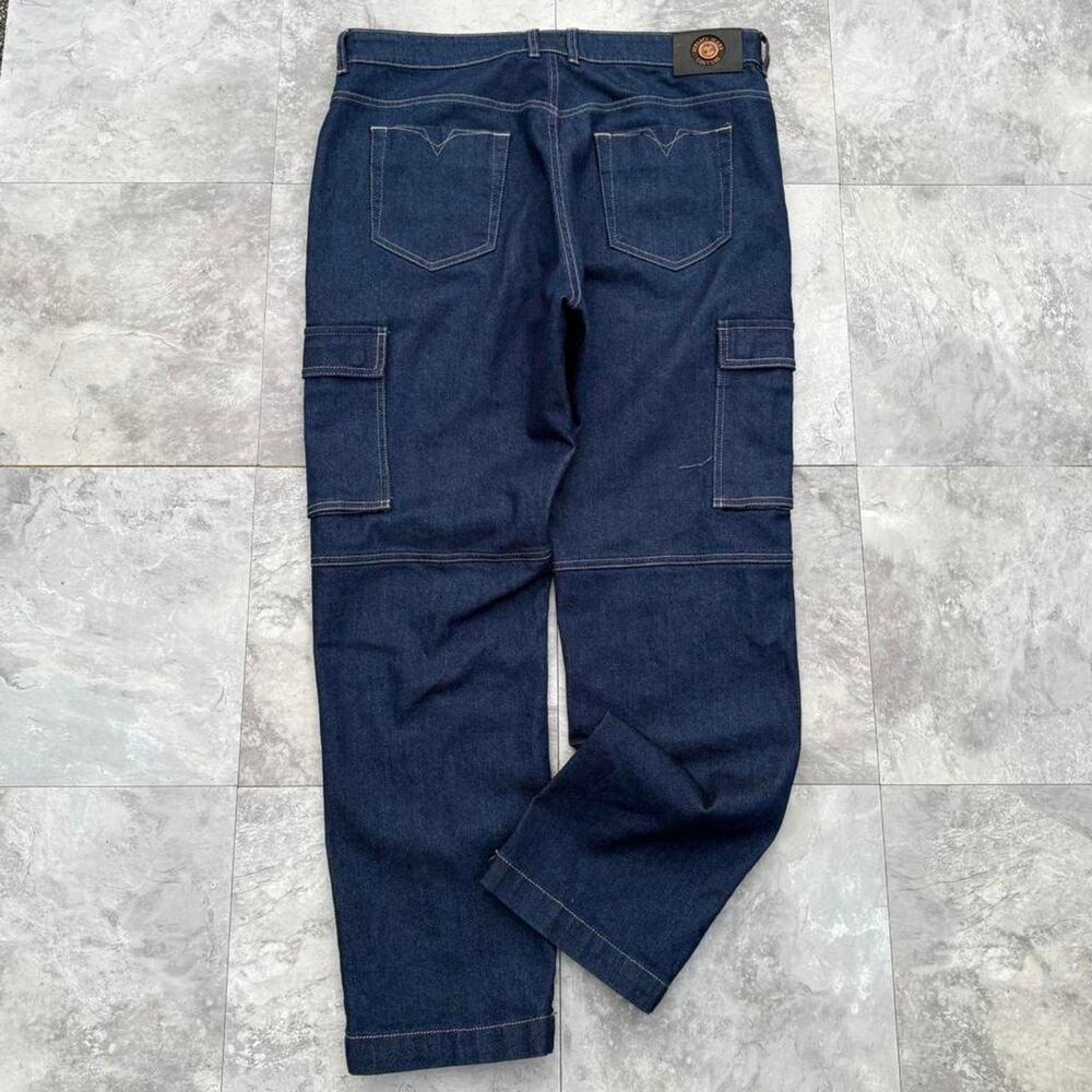 Authentic Versace Couture Jeans Deep Indigo Denim Cargo Trouser Pant Embossed 18